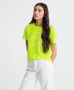 Z.G.A.N! Superdry dames t-shirt neon geel rubberen logo 36, Kleding | Dames, Geel, Zo goed als nieuw, Korte mouw, Maat 36 (S)