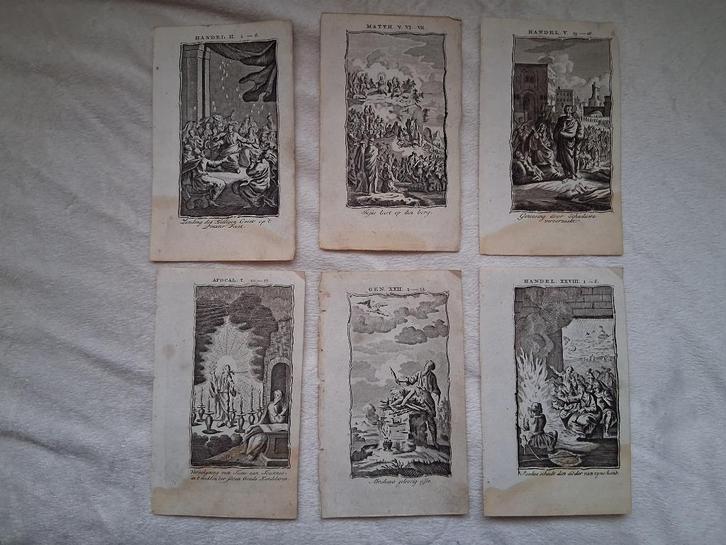 6 Antieke "Bid Prentjes"., Antiek en Kunst, Antiek | Religie, Ophalen of Verzenden