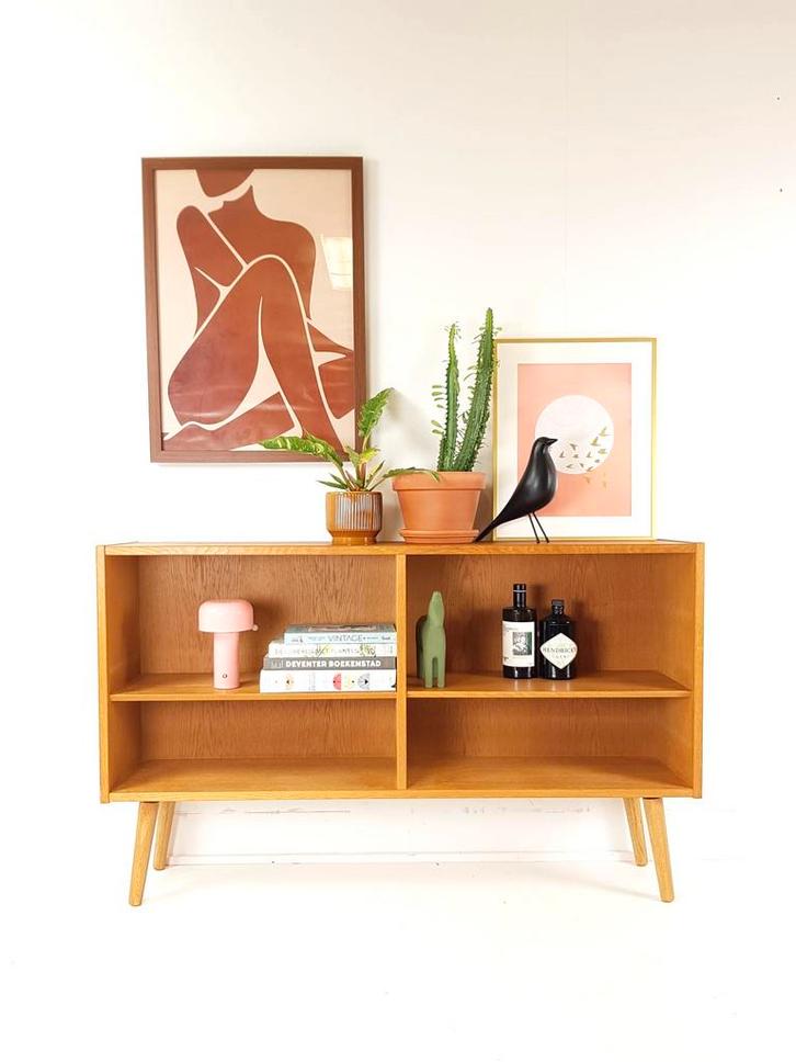 Vintage hundevad wandkast eiken fineer | boekenkast | kast, Verzamelen, Retro, Huis en Inrichting, Ophalen of Verzenden