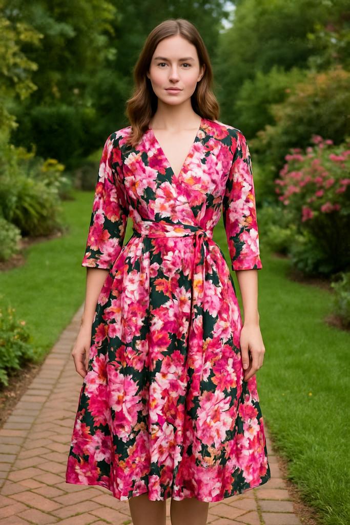 Zara Bloemenjurk Maat S, Kleding | Dames, Jurken, Zo goed als nieuw, Maat 36 (S), Roze, Onder de knie, Ophalen of Verzenden