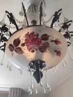 Antieke hanglamp met beschilderde schaal en pegels, Ophalen
