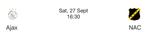 Ajax - NAC 2 kaarten Zuid 2, Tickets en Kaartjes, Eén persoon, April