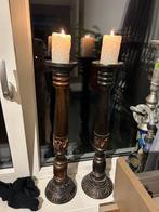 2 stuks Kandelaren van hout, Ophalen, Keramiek of Aardewerk