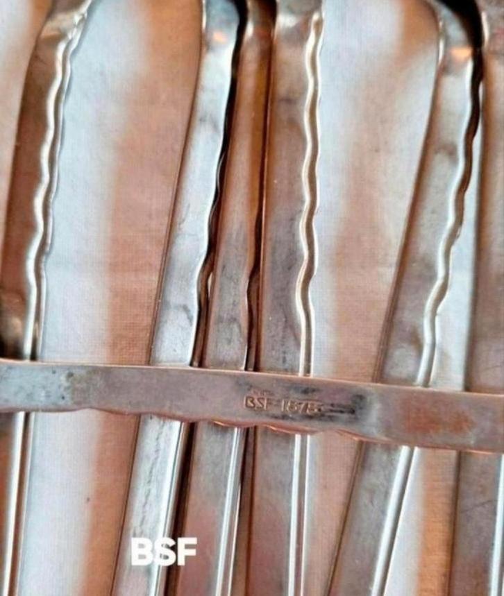 Vintage bestek lepels theelepeltjes geribbelde randen BSF, Huis en Inrichting, Keuken | Bestek, Ophalen of Verzenden