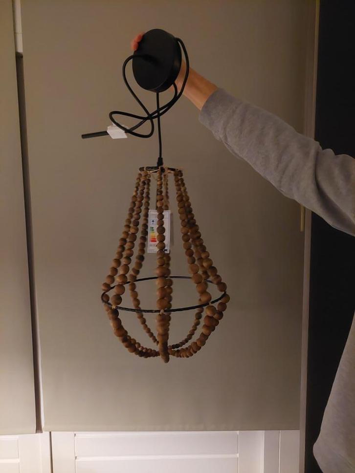 NIEUW metal wood hanglamp 3 stuks evergreen home decoration, Huis en Inrichting, Lampen | Hanglampen, Nieuw, Minder dan 50 cm