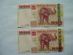 1661. Tanzania, 2 X 10.000 shilingi 2003 UNC Elephant., Postzegels en Munten, Bankbiljetten | Afrika, Verzenden, Tanzania, Setje