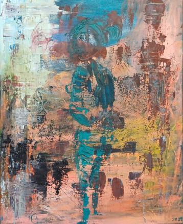 Schilderij Alien, olieverf paletmes op doek, nieuw. beschikbaar voor biedingen