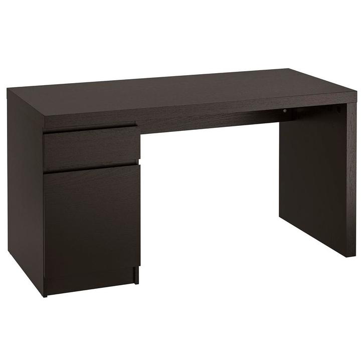 IKEA Malm bureau zwart met wieltjes, Huis en Inrichting, Bureaus, Gebruikt, Bureau, Met wielen, Ophalen