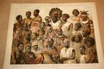 Antieke kleurenlitho - Volkeren koloniën Duitse Rijk 1885 !!, Antiek en Kunst, Kunst | Litho's en Zeefdrukken, Ophalen of Verzenden