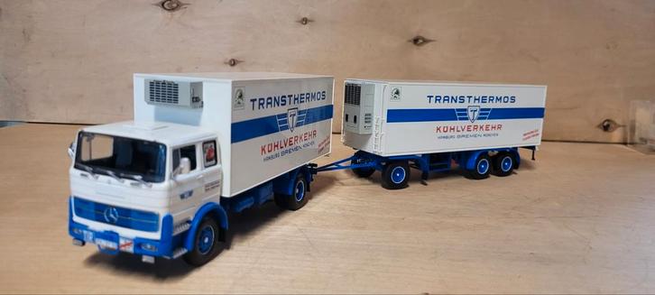 Minichamps Mercedes LP 1624 Kühlzug Transthermos, Hobby en Vrije tijd, Modelauto's | 1:43, Zo goed als nieuw, Bus of Vrachtwagen