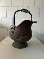 Antieke Koperen Kolenkit met Porseleinen Handvat, Ophalen, Koper