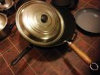 wok pan met deksel, Ophalen of Verzenden, Zo goed als nieuw, Wok, Gietijzer