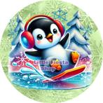 LF6957 ouwel pinguin 20x4,7cm eetbare cupcake rondjes vers, Ophalen of Verzenden, Nieuw, Taarten, Versiering