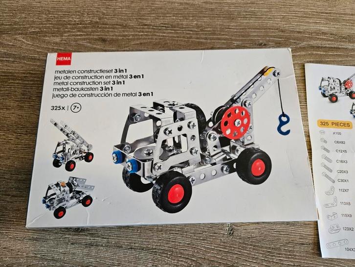 Hema metalen constructieset 3 in 1 325-delig, Kinderen en Baby's, Speelgoed | Overig, Zo goed als nieuw, Jongen of Meisje, Ophalen of Verzenden