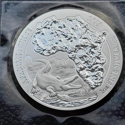 2023 Rwanda 1 oz zilveren Crocodile, Postzegels en Munten, Munten | Afrika, Overige landen, Zilver, Ophalen of Verzenden
