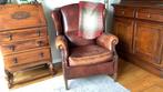 Schapenleer oorfauteuil, Gebruikt, Ophalen of Verzenden, 50 tot 75 cm, Leer
