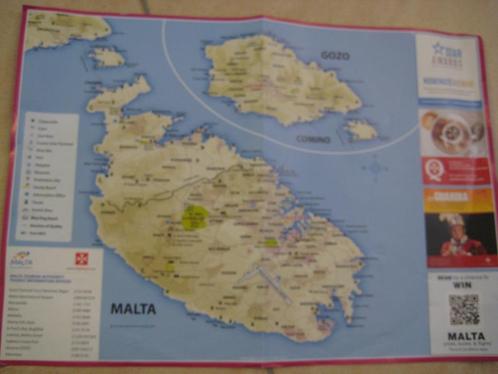 overzichtskaartje van Malta, Boeken, Atlassen en Landkaarten, Gelezen, Landkaart, Europa Overig, 1800 tot 2000, Verzenden