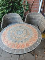 Bistroset met 2 wicker Fauteuiltjes, Gebruikt, Wicker, Tuinset, Eettafel