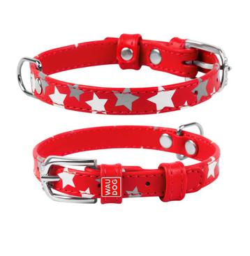 WAUDOG Glamour Star Halsband Leder Rood XS 21-29 cm -35%!!! beschikbaar voor biedingen