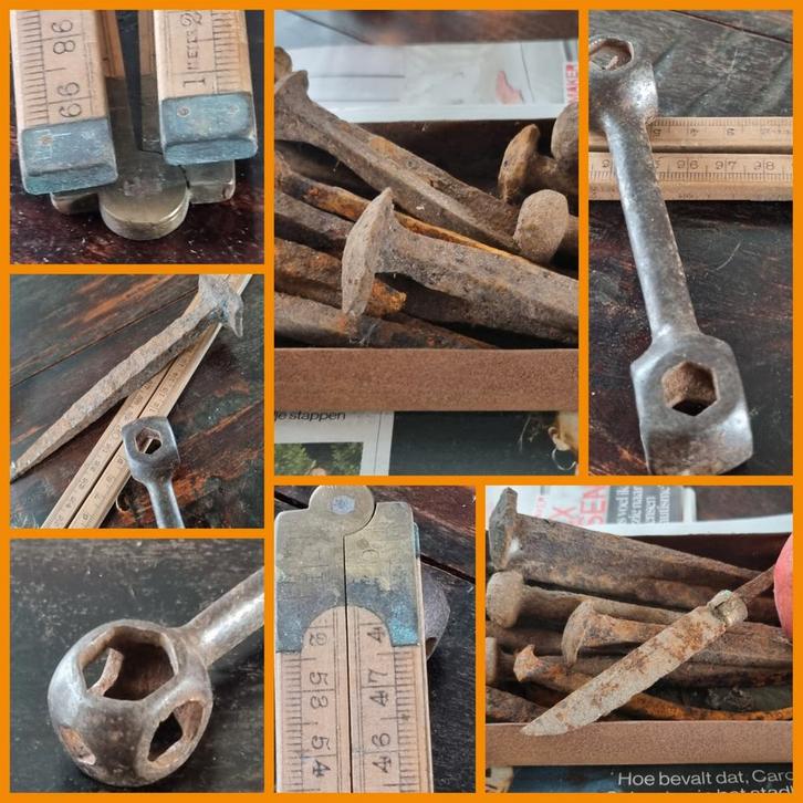 Set oud GEREEDSCHAP en 20 antieke NAGELS, Antiek en Kunst, Antiek | Gereedschap en Instrumenten, Ophalen of Verzenden