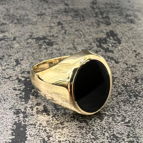 14 karaat gouden heren zegelring met onyx steen, Sieraden, Tassen en Uiterlijk, Ringen, Ophalen of Verzenden
