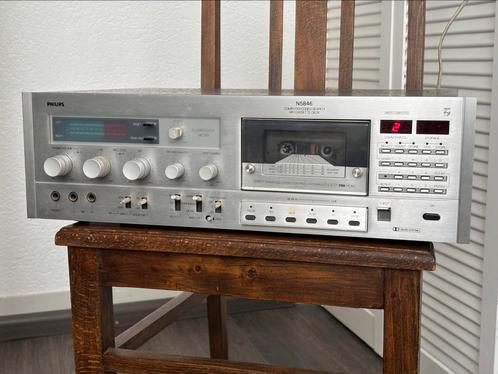 Philips N5846 Hi-Fi Casette Deck, defect, Audio, Tv en Foto, Cassettedecks, Enkel, Philips, Tiptoetsen, Tape counter, Ophalen of Verzenden