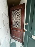 Hardhouten buiten deur met smeedwerk, Ophalen, 80 tot 100 cm, 200 tot 215 cm, Hout