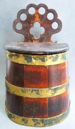 Om 1800-1850 Keuken Zoutbak Volkskunst Duigen Ton Tonnetje, Antiek en Kunst, Ophalen of Verzenden