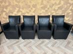 4x montis poker eetkamerstoelen, Bruin, Leer, Ophalen of Verzenden, Zo goed als nieuw