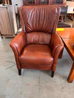 Cognac leren oorfauteuil – klassiek & luxe, D, Ophalen of Verzenden, Zo goed als nieuw, Leer