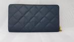 Dames portemonnee Hema, blauw leer, met ritssluiting. 7B8, Tweedehands verkoop, Tweedehands verkoop, Gebruikt, Blauw