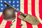 US WO2 Ardennen offensief lotje: helm , klapschep en lepels, Amerika, Ophalen of Verzenden, Landmacht