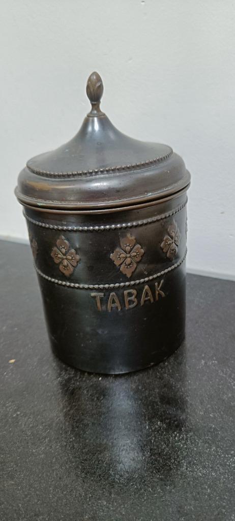 antieke blikken tabakspot, Verzamelen, Blikken, Gebruikt, Overige, Overige merken, Ophalen of Verzenden