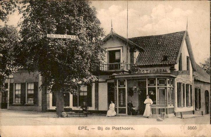 Epe - Bij de Posthoorn, Verzamelen, Ansichtkaarten | Nederland, Gelopen, Gelderland, Voor 1920, Ophalen of Verzenden