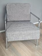 Zuiver fauteuil – Grijs met chroom – Comfortabel en stijlvol, Huis en Inrichting, Fauteuils, Ophalen, Gebruikt, 75 tot 100 cm