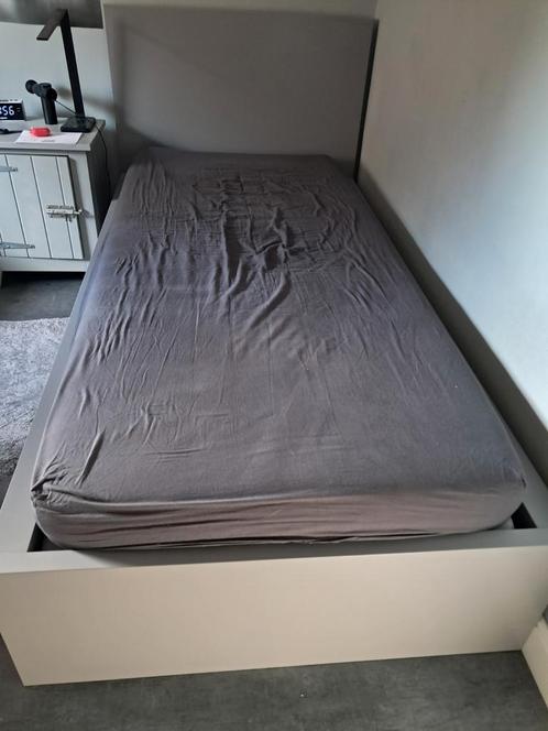 Ikea malm grijs bed 90x200cm, Huis en Inrichting, Slaapkamer | Boxsprings, Zo goed als nieuw, 90 cm, 200 cm, Eenpersoons, Grijs