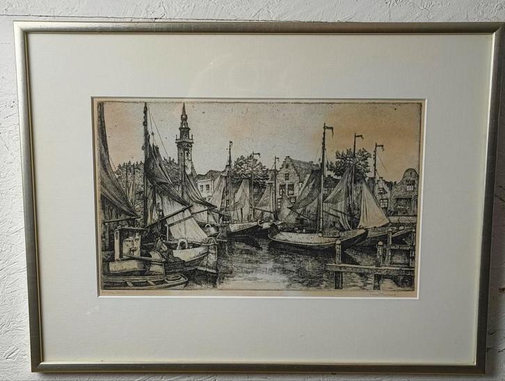 Louis heymans ets haven Veere, Antiek en Kunst, Kunst | Etsen en Gravures, Ophalen of Verzenden