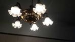 Antieke 5-arms messing plafondlamp., Ophalen