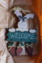 nieuw welkom bord houten hanger met konijn, Huis en Inrichting, Nieuw, Ophalen