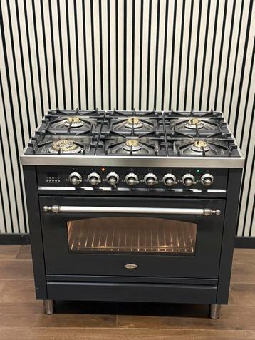 Luxe Boretti Fornuis 6 pits antraciet/chroom Multi. Oven  beschikbaar voor biedingen