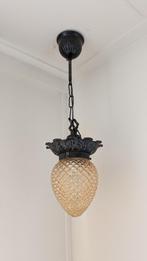 Vintage ananas hanglamp amber glas, Huis en Inrichting, Hollywood regency, Ophalen of Verzenden, Zo goed als nieuw, Glas