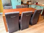 Houten eetkamertafel met 6 stoelen, Huis en Inrichting, Tafels | Eettafels, Ophalen, Gebruikt, Massief hout, Teakhout