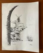 Pentekening Standaardmolen Heusden door Kees Koster, Antiek en Kunst, Kunst | Tekeningen en Foto's, Ophalen of Verzenden