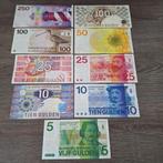 Set 9 guldenbiljetten 5 t/m 250 gulden (1973-1997), Postzegels en Munten, Bankbiljetten | Nederland, Ophalen of Verzenden, 5 gulden