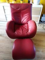 Leolux rode fauteuil met hocker, Huis en Inrichting, Ophalen, Gebruikt, Minder dan 75 cm, Metaal