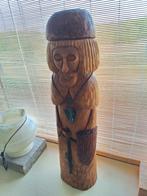 Groot handgesneden houten beeld viking Scandinavië + ketting, Ophalen of Verzenden