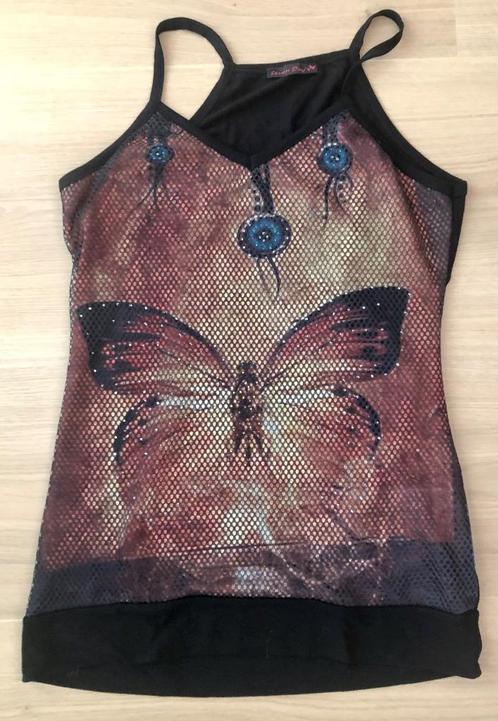 Zwart dames topje met vlinder van Seven Day’s, maat XS / S, Kleding | Dames, Tops, Zo goed als nieuw, Maat 34 (XS) of kleiner