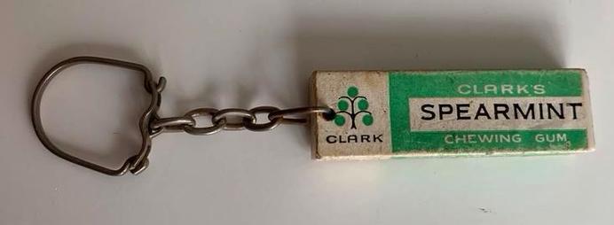 Sleutelhanger vintage Clark‘s spearmint kauwgom, Verzamelen, Sleutelhangers, Zo goed als nieuw, Merk, Ophalen of Verzenden