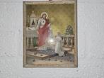 antiek prent christus met maria, Antiek en Kunst, Antiek | Religie, Ophalen of Verzenden