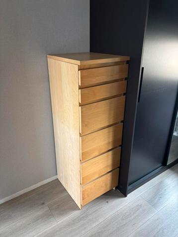 Ikea Malm ladekast 6 lades met spiegel eiken beschikbaar voor biedingen